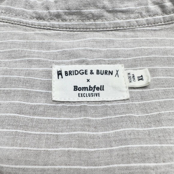 Bridge & Burn | Men | Tan Striped Short Sleeve Button Up Shirt | Size XL - Picture 7 of 11